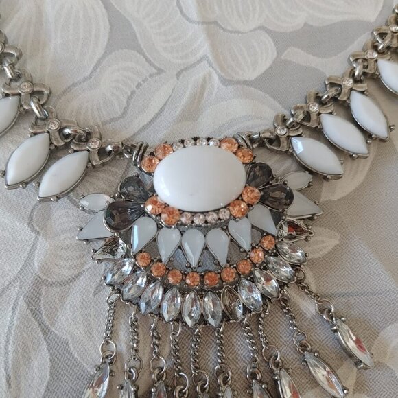 5/$100 CHARMING CHARLIE Statement Necklace Crystal Rhinestone SilverTone - Picture 3 of 5